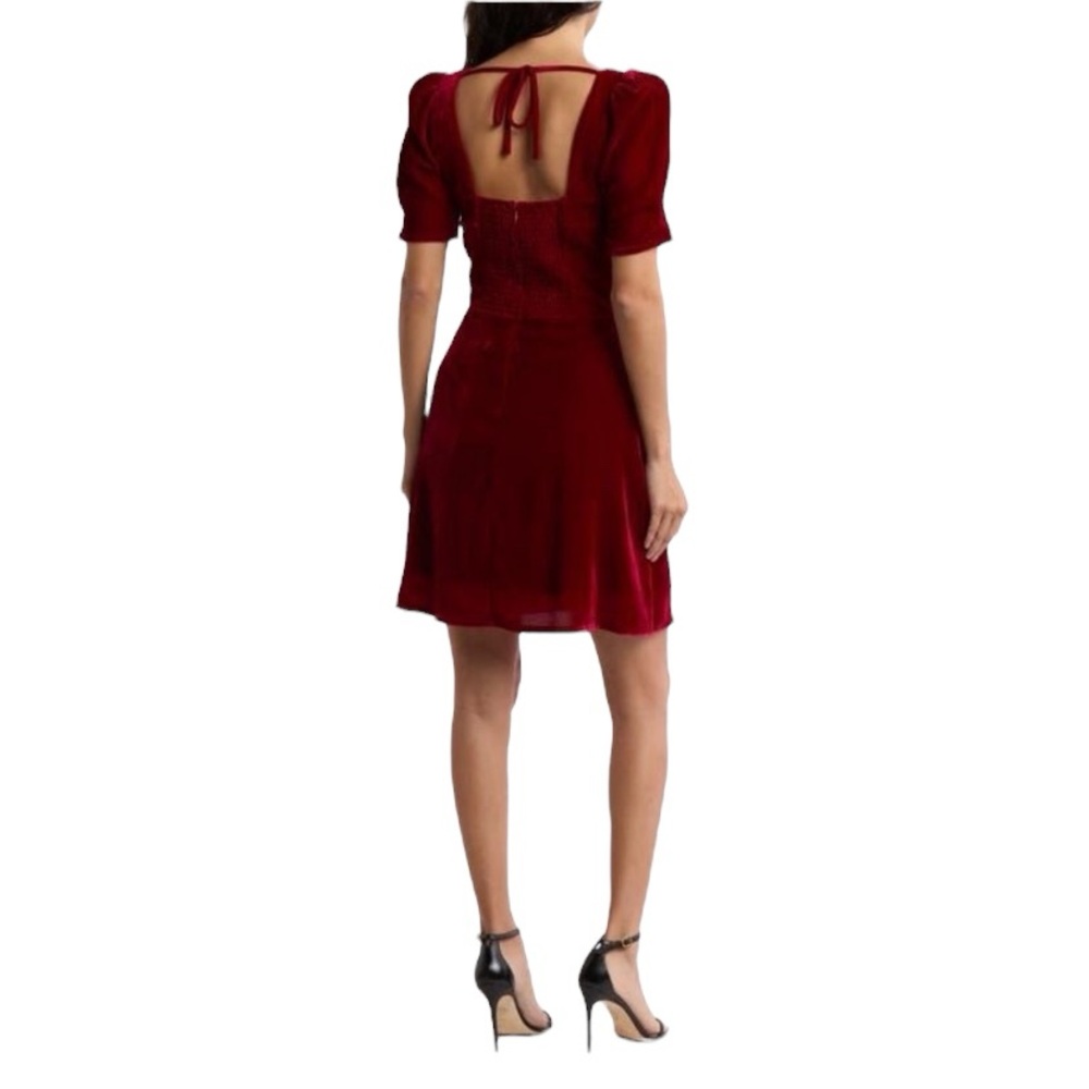Holiday Christmas Velvet Red Dress with Black Bow - Picture 2 of 2